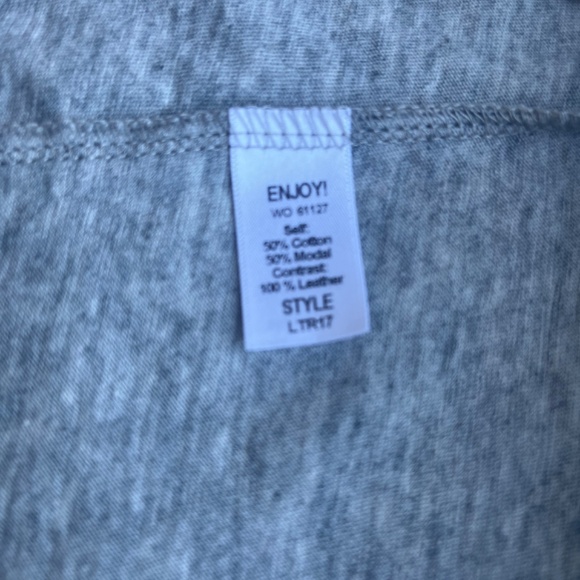 Michael Stars Gray Cow Leather Sleeve lightweight Gray Casual Tee T-shirt Top - Picture 11 of 11